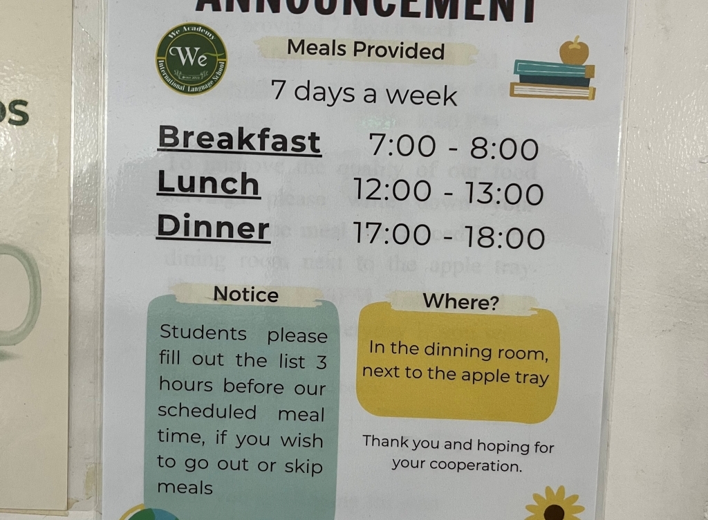 日本人好みのお食事を毎日3食提供！